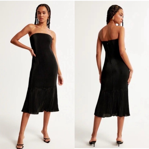Abercrombie & Fitch Dresses & Skirts - Abercrombie A&F Giselle Pleat Black Midi Dress